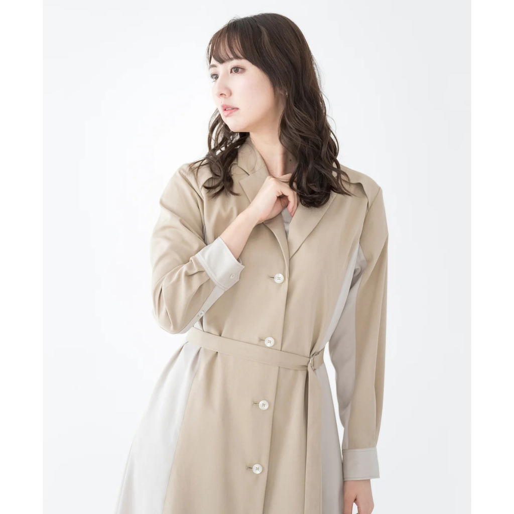 チェスターコートワンピース Fサイズ ベージュ｜羽織にも使える一着
