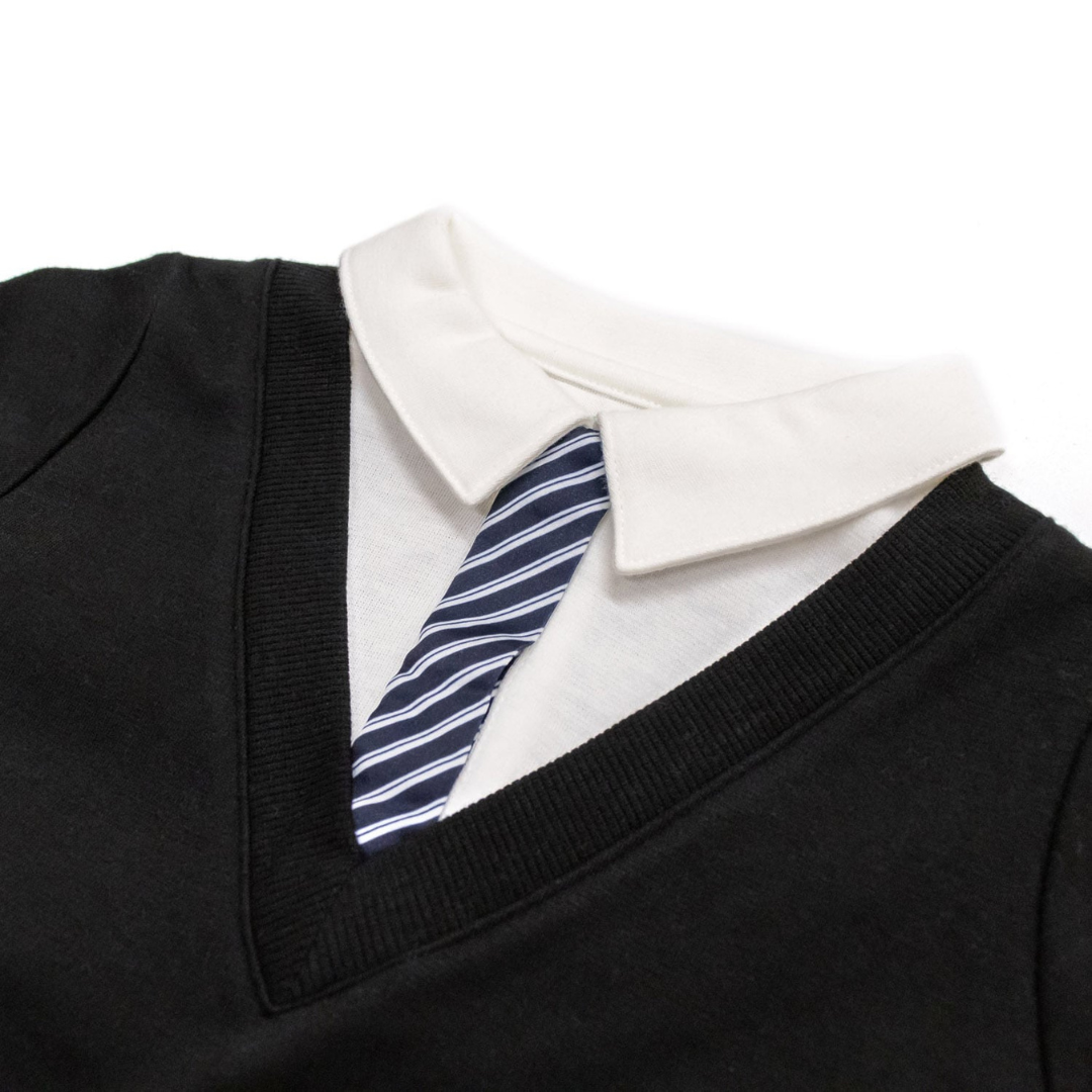 株式会社Rokが販売するフォーマルVネックロンパース(ブラック・グレー)全4種