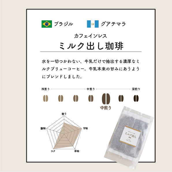 デカフェのしおりが販売するカフェインレス ミルク出し珈琲