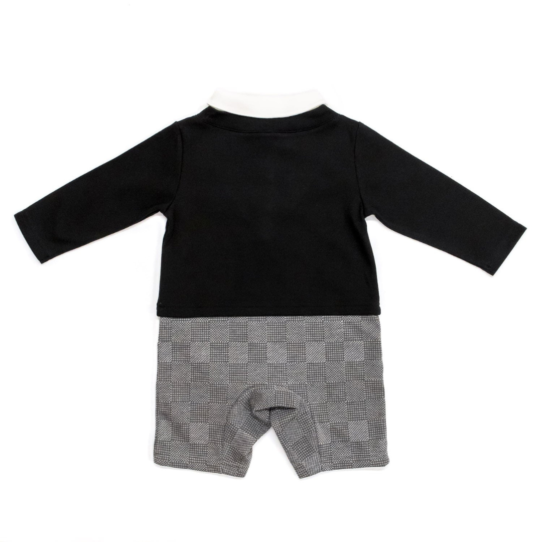 株式会社Rokが販売するフォーマルVネックロンパース(ブラック・グレー)全4種