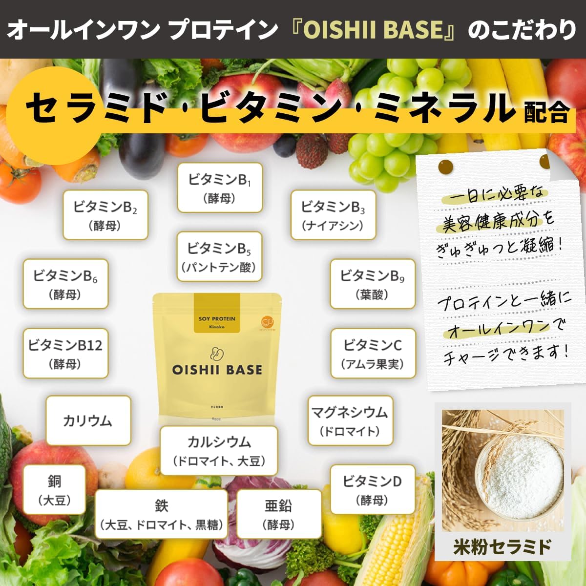 株式会社リ・ダーマラボが販売するOISHI BASE きな粉風味