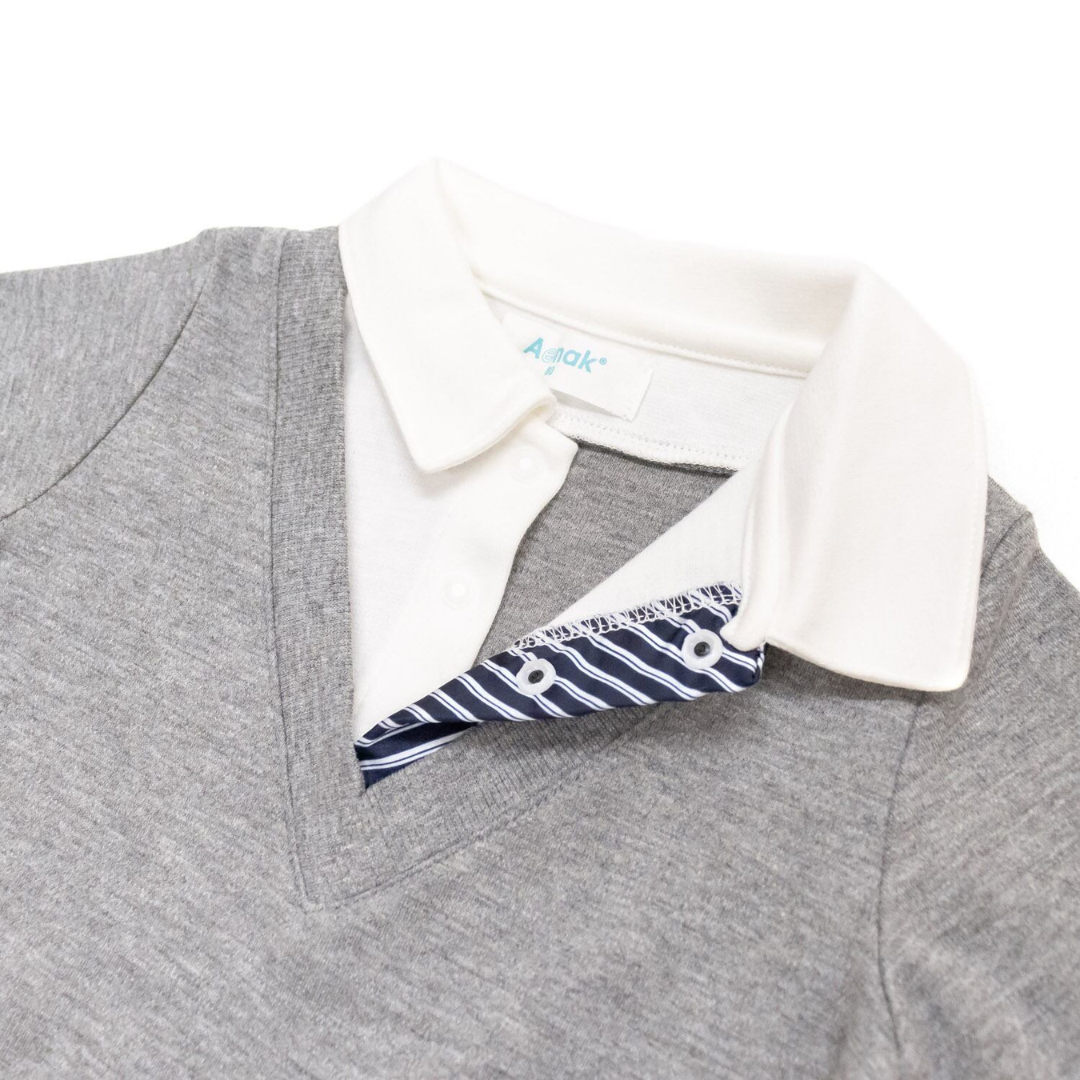 株式会社Rokが販売するフォーマルVネックロンパース(ブラック・グレー)全4種