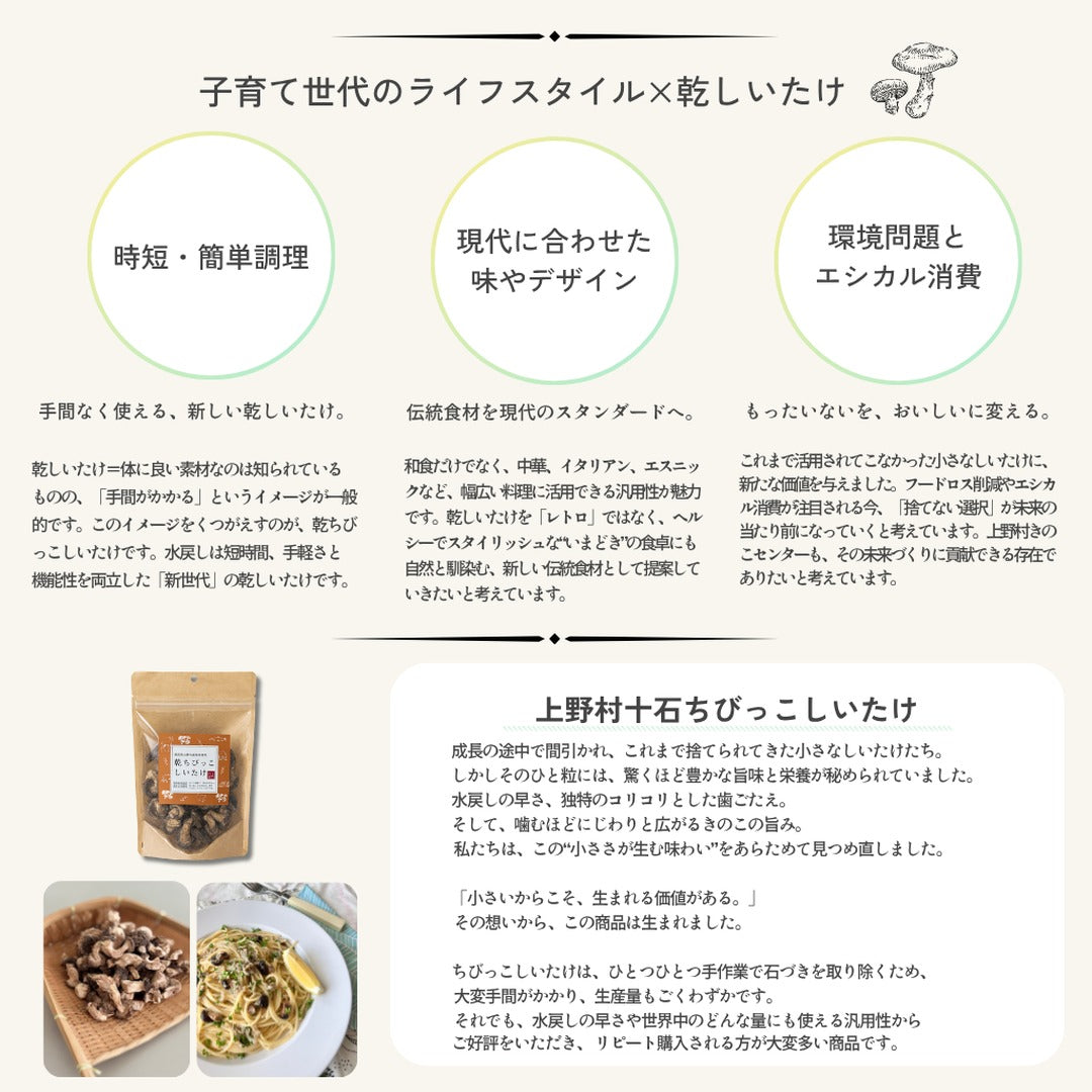 株式会社上野村きのこセンターが販売する上野村乾ちびっこしいたけ40g