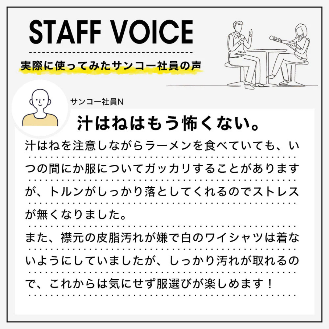 サンコー株式会社が販売するワイドW超音波ブレードでシミ洗浄「トルン」