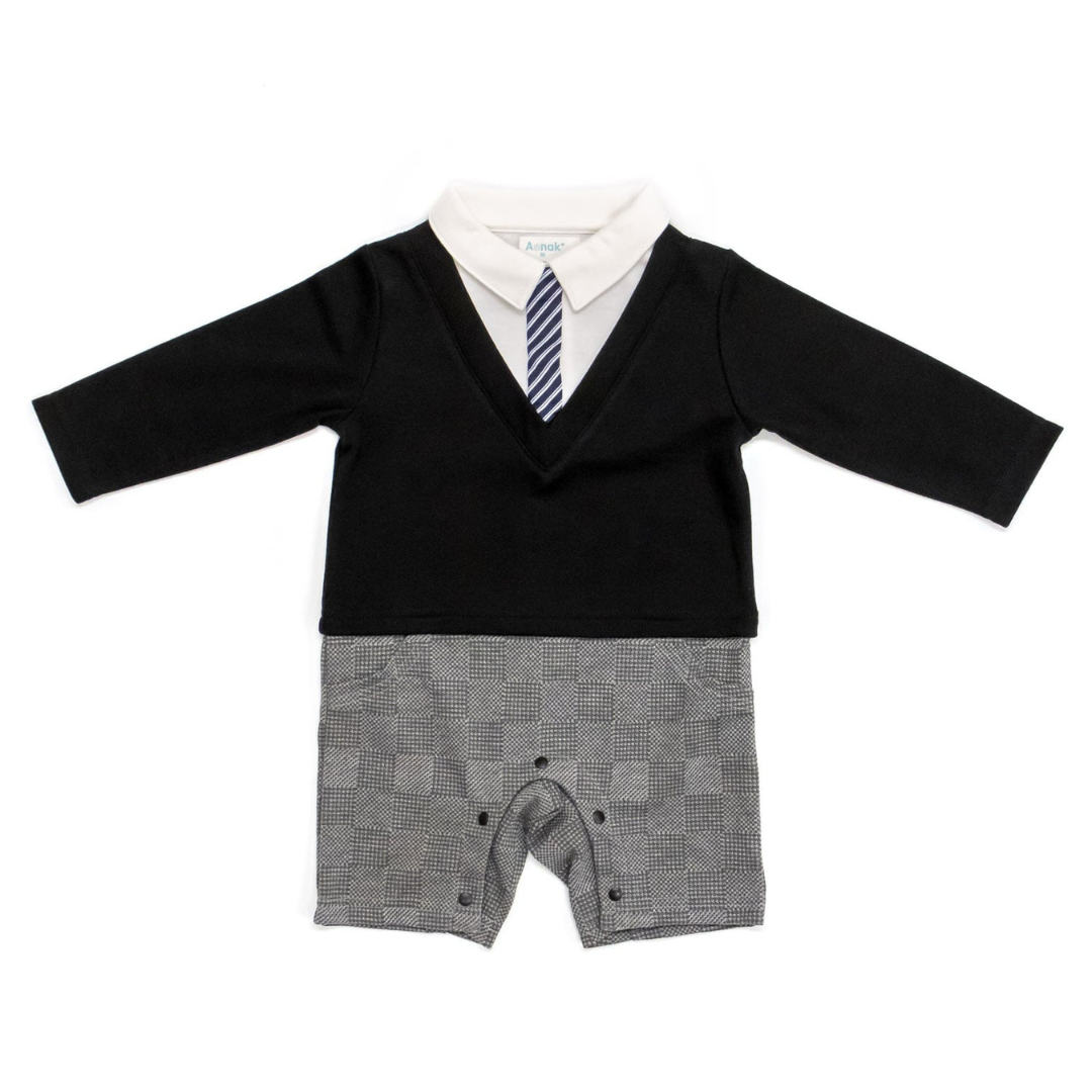 株式会社Rokが販売するフォーマルVネックロンパース（ブラック・グレー）全4種　