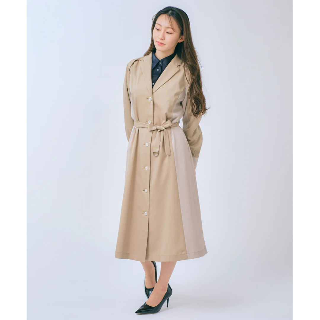 チェスターコートワンピース Fサイズ ベージュ｜羽織にも使える一着