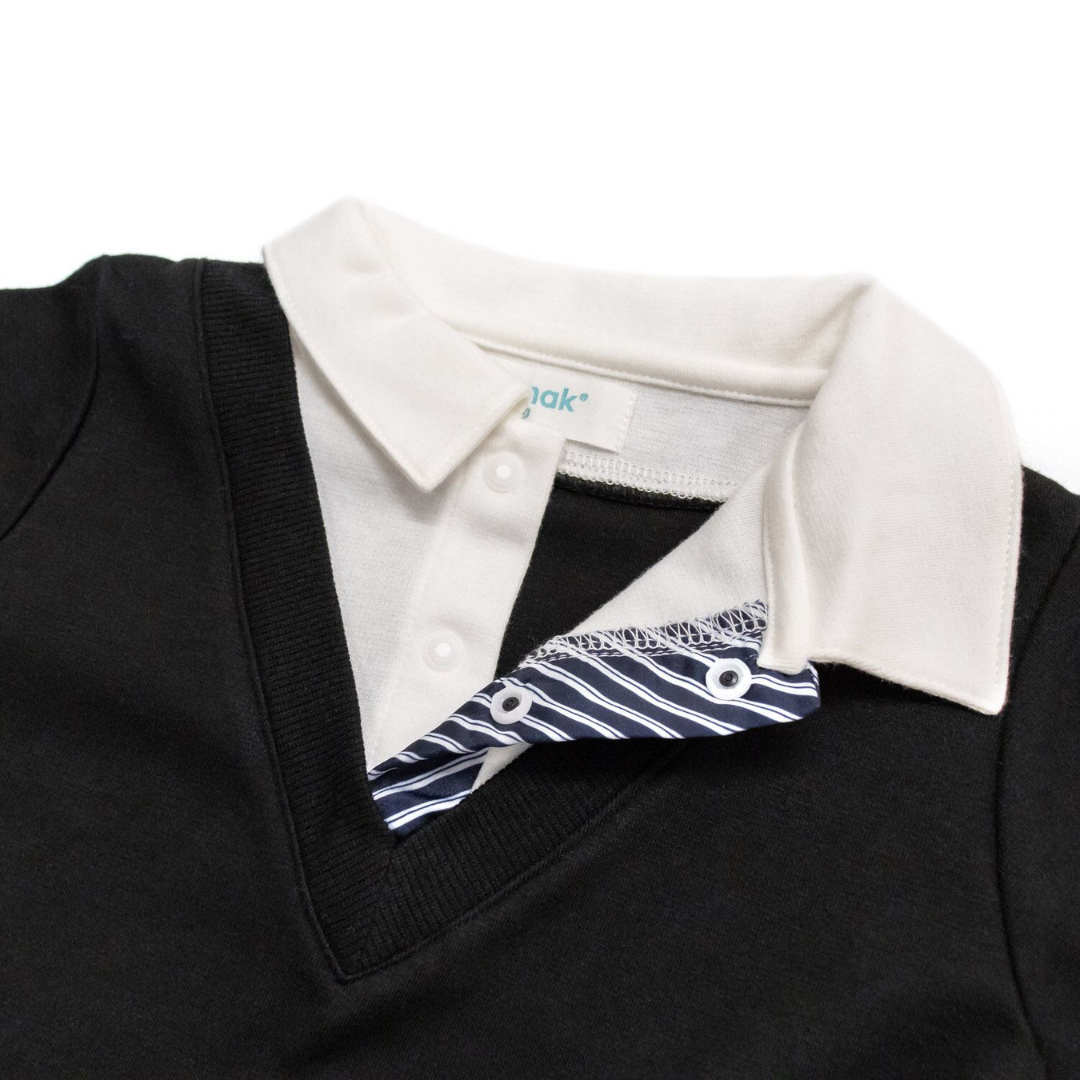 株式会社Rokが販売するフォーマルVネックロンパース（ブラック・グレー）全4種　