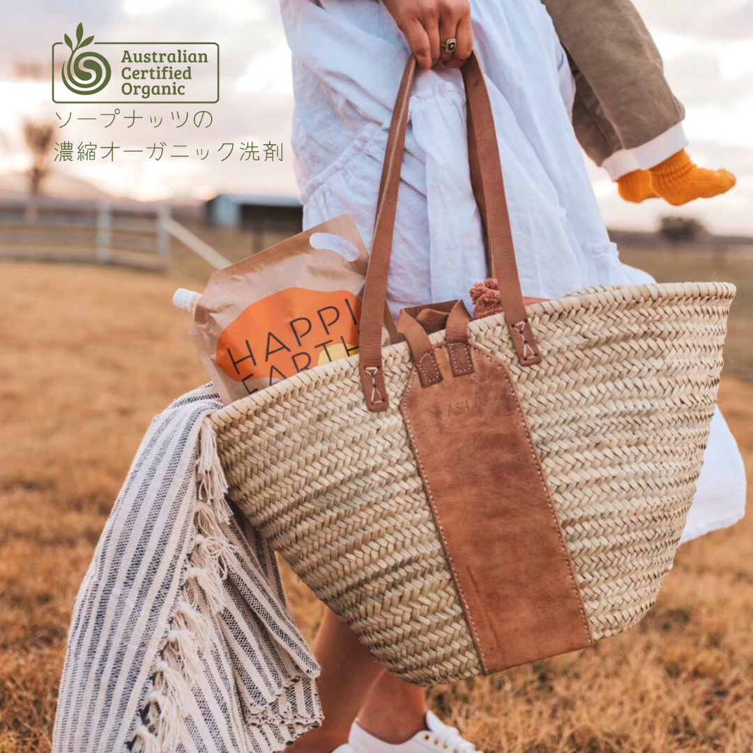 Onegroup株式会社が販売するオーガニックソープナッツ洗濯用洗剤Happi Earth 1L(ボトル付き)