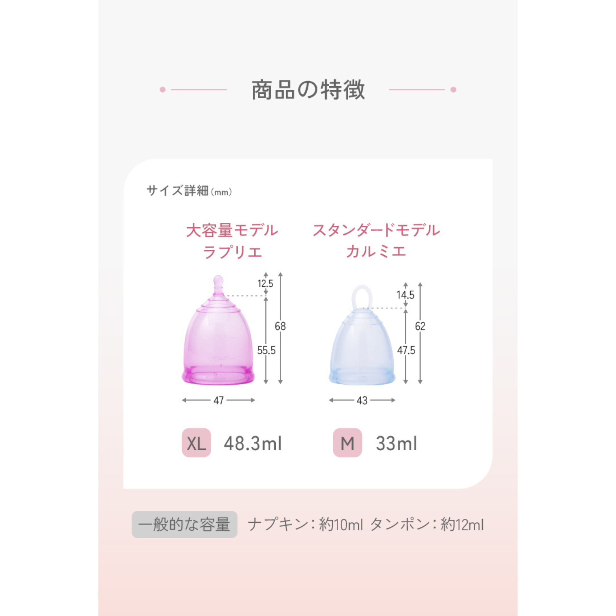 ゴムノイナキ株式会社が販売するfeminak (フェミナック) 国産月経カップ　全４種