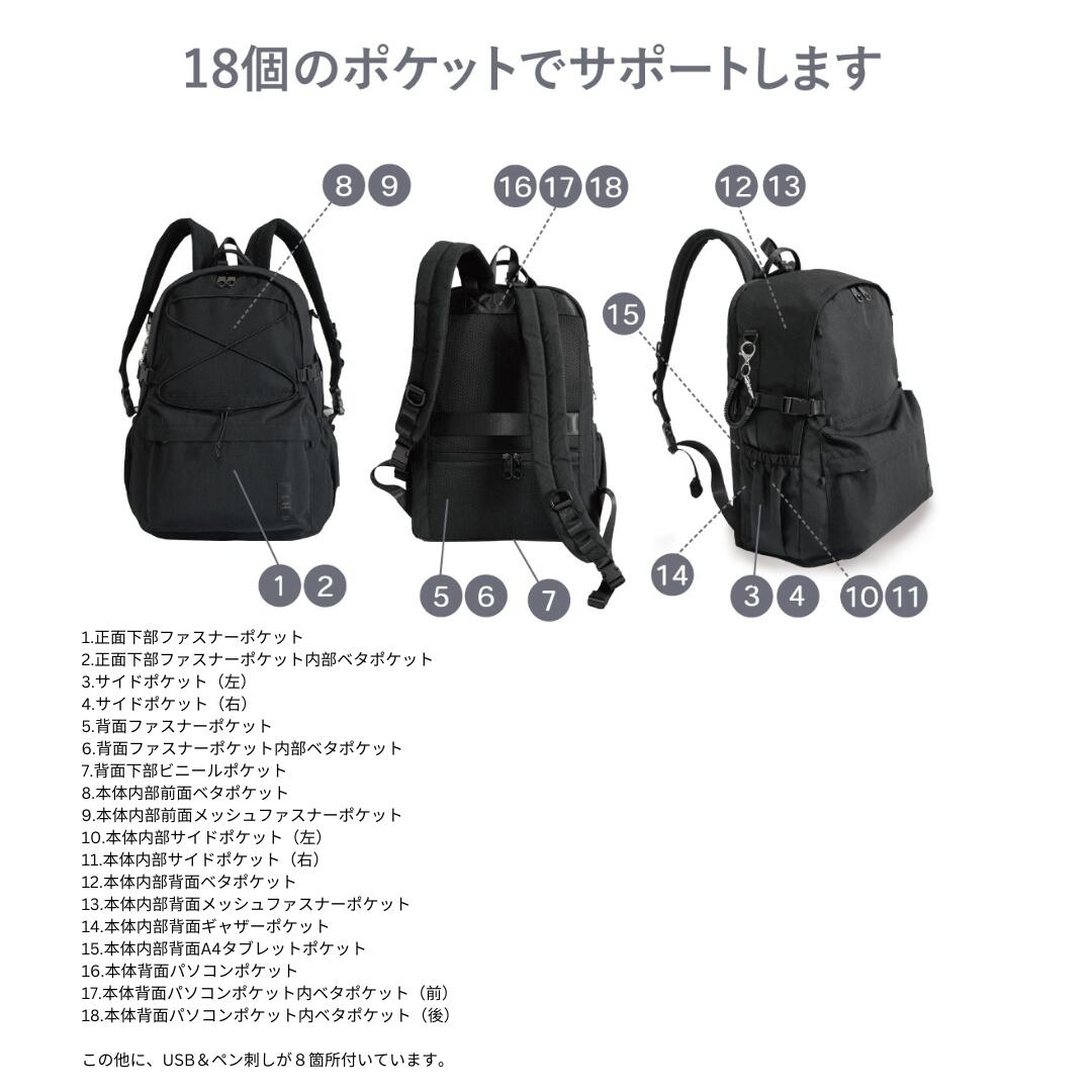 星野太郎バッグデザイン研究株式会社が販売するペアレンツサック（ブラック）　全2種